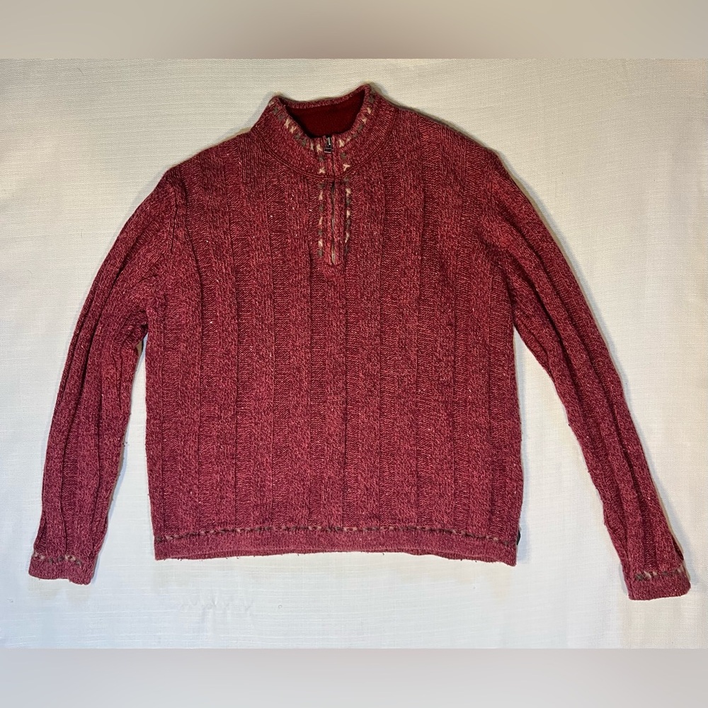 Women’s Woolrich wool blend half Zip-Up pullover Sweater cranberry size Medium